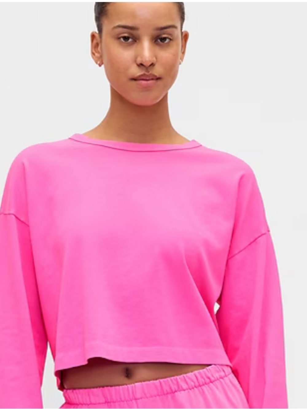 Standout Organic Cotton Heavyweight Pink GAP Cropped Long Sleeve Top